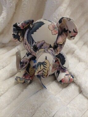 80s New Orleans Collection Vimtage Floral Stuffed Elephant
